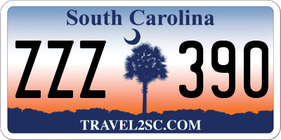 SC license plate ZZZ390