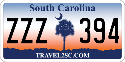 SC license plate ZZZ394
