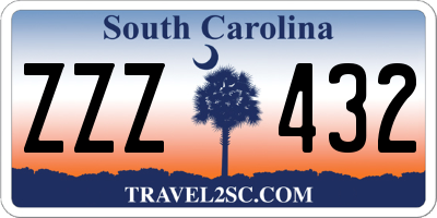 SC license plate ZZZ432