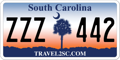 SC license plate ZZZ442