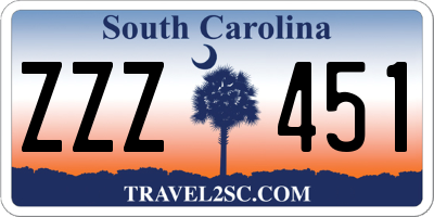 SC license plate ZZZ451