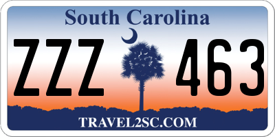 SC license plate ZZZ463