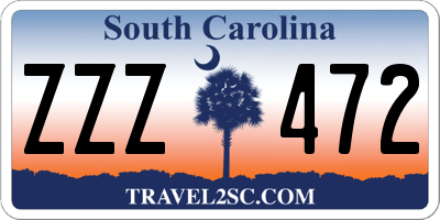 SC license plate ZZZ472