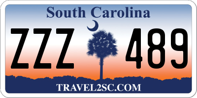 SC license plate ZZZ489