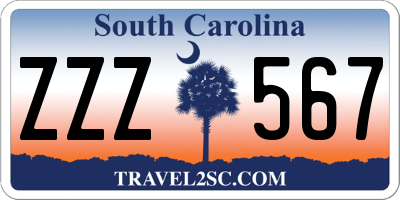 SC license plate ZZZ567