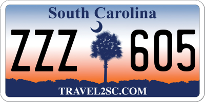 SC license plate ZZZ605