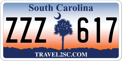 SC license plate ZZZ617