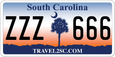 SC license plate ZZZ666