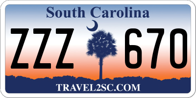 SC license plate ZZZ670