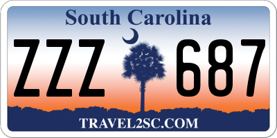 SC license plate ZZZ687