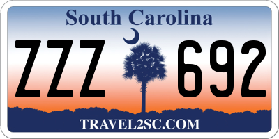 SC license plate ZZZ692