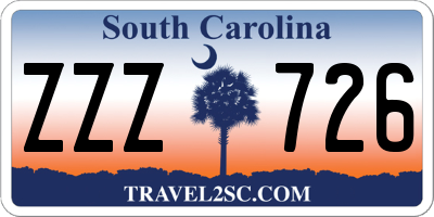 SC license plate ZZZ726