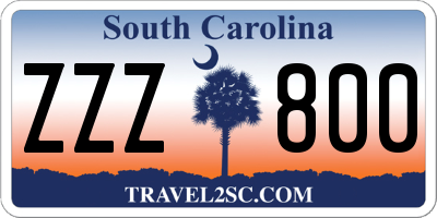 SC license plate ZZZ800