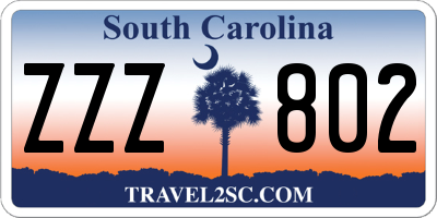 SC license plate ZZZ802
