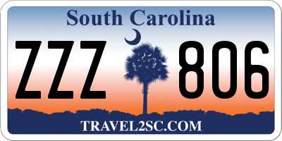 SC license plate ZZZ806