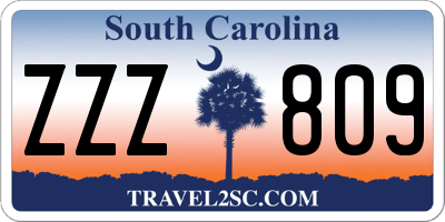 SC license plate ZZZ809