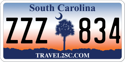 SC license plate ZZZ834