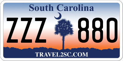 SC license plate ZZZ880