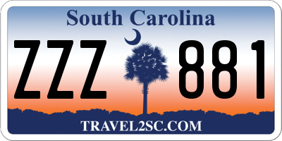 SC license plate ZZZ881