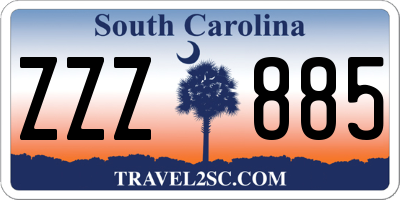 SC license plate ZZZ885