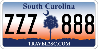 SC license plate ZZZ888