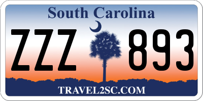 SC license plate ZZZ893