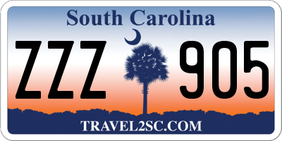 SC license plate ZZZ905