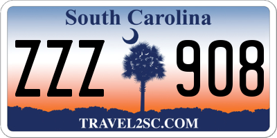 SC license plate ZZZ908