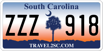 SC license plate ZZZ918