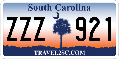 SC license plate ZZZ921