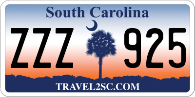 SC license plate ZZZ925