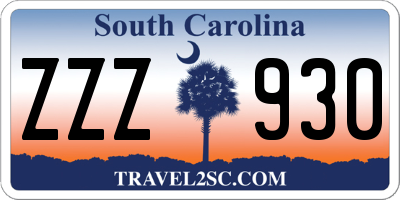 SC license plate ZZZ930