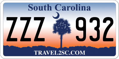 SC license plate ZZZ932