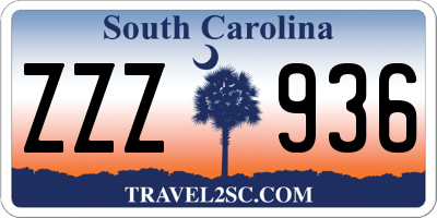 SC license plate ZZZ936