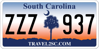 SC license plate ZZZ937