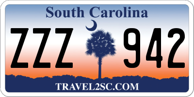 SC license plate ZZZ942