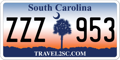 SC license plate ZZZ953