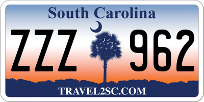 SC license plate ZZZ962