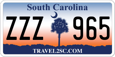 SC license plate ZZZ965