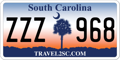 SC license plate ZZZ968