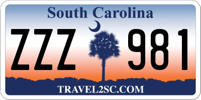 SC license plate ZZZ981