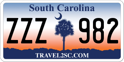 SC license plate ZZZ982