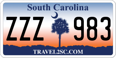 SC license plate ZZZ983