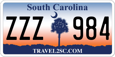 SC license plate ZZZ984
