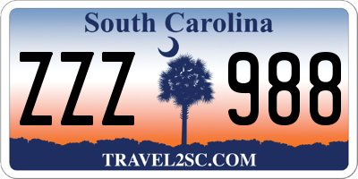SC license plate ZZZ988