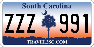 SC license plate ZZZ991