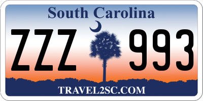 SC license plate ZZZ993