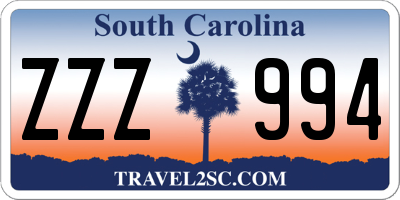 SC license plate ZZZ994