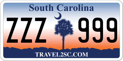 SC license plate ZZZ999