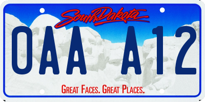 SD license plate 0AAA12